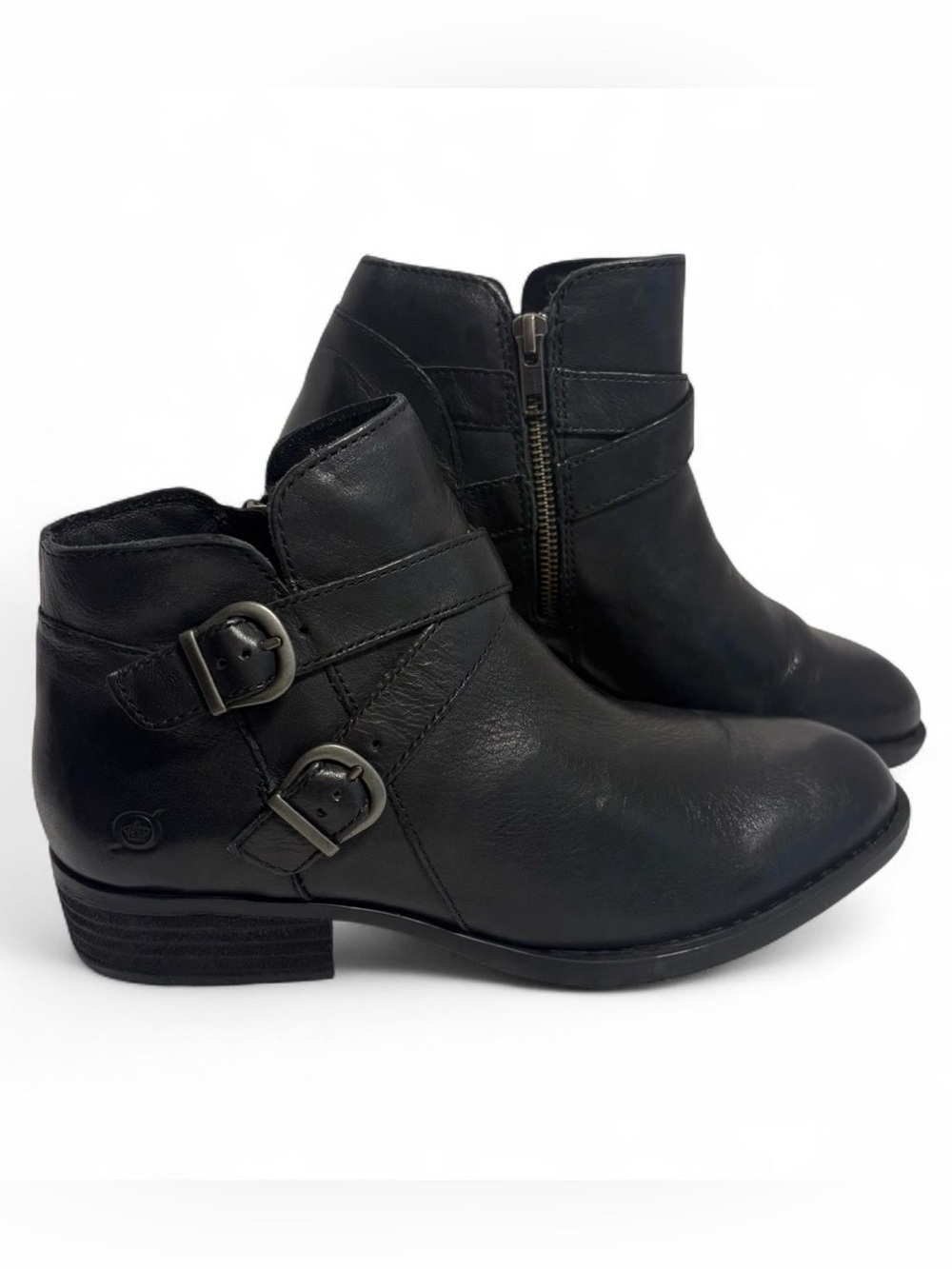 Born Genuine Leather Ozark Ankle Boots with Dual Buckle Detail Size 8.5